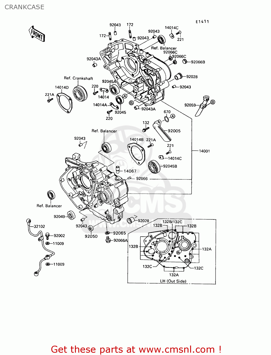 CRANKCASE KL650A8 KLR650 1994 USA CALIFORNIA CANADA
