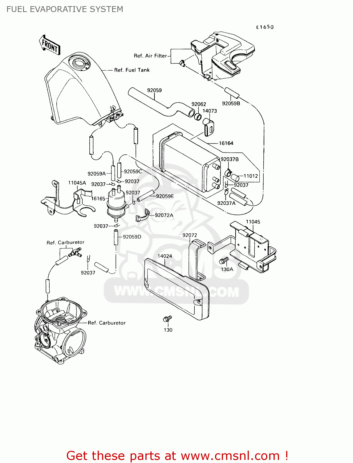 FUEL EVAPORATIVE SYSTEM KL650A8 KLR650 1994 USA CALIFORNIA CANADA