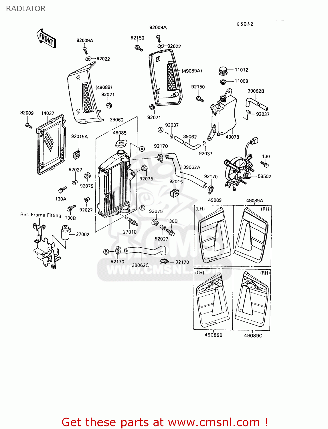 RADIATOR KL650A8 KLR650 1994 USA CALIFORNIA CANADA