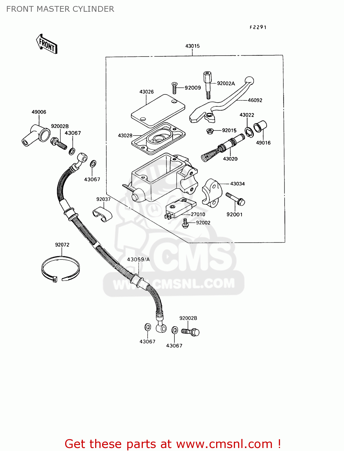 FRONT MASTER CYLINDER KL650A8 KLR650 1994 USA CALIFORNIA CANADA