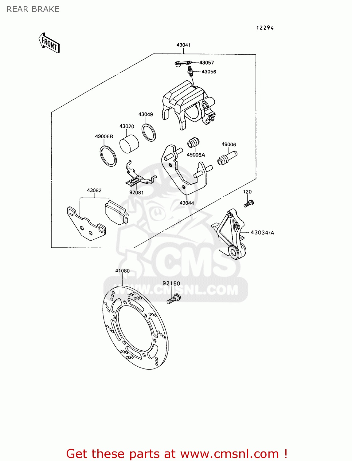 REAR BRAKE KL650A8 KLR650 1994 USA CALIFORNIA CANADA