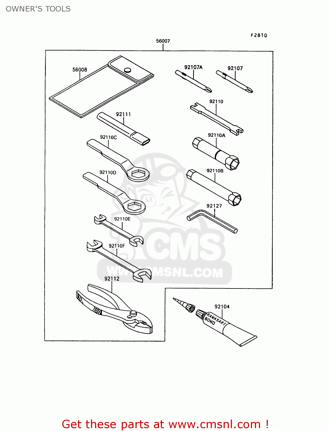 OWNER'S TOOLS KL650A8 KLR650 1994 USA CALIFORNIA CANADA