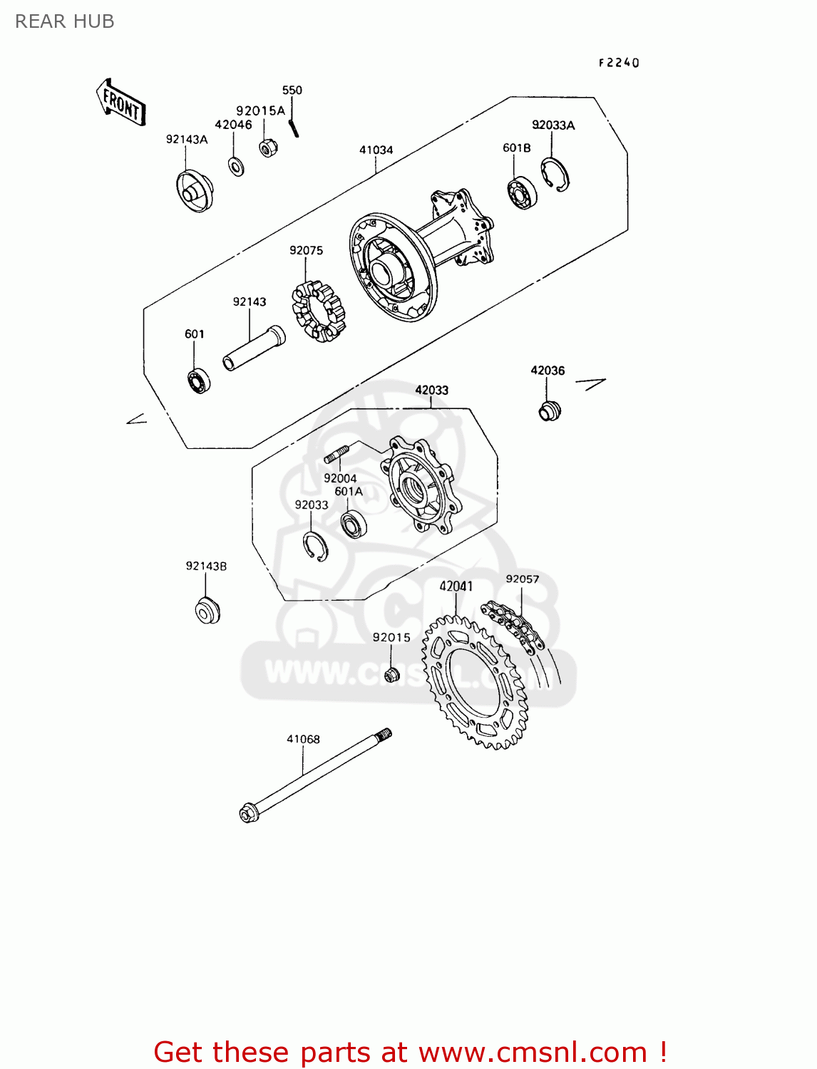 Kawasaki KL650A9 KLR650 1995 USA CALIFORNIA CANADA REAR HUB - buy ...