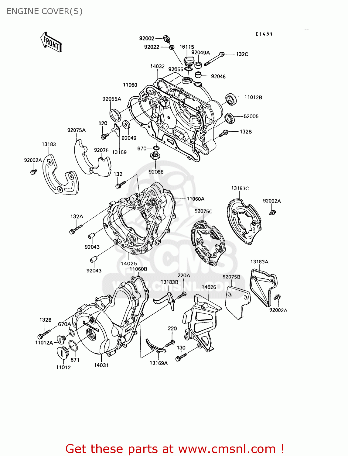 ENGINE COVER(S) KL650A9 KLR650 1995 USA CALIFORNIA CANADA
