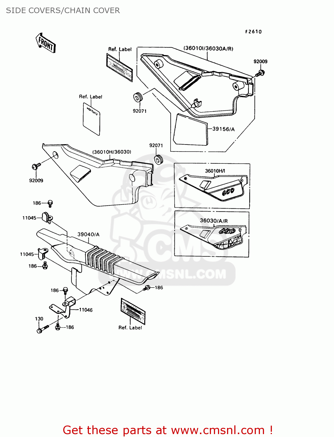 SIDE COVERS/CHAIN COVER KL650A9 KLR650 1995 USA CALIFORNIA CANADA