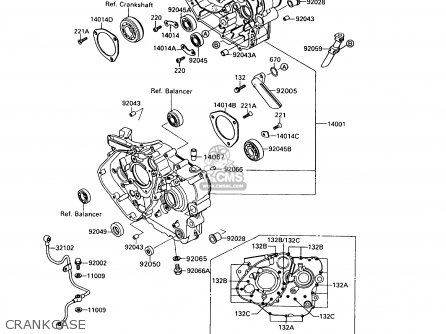 CRANKCASE - KL650A9 KLR650 1995 USA CALIFORNIA CANADA