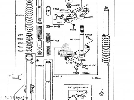 FRONT FORK - KL650A9 KLR650 1995 USA CALIFORNIA CANADA