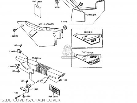 SIDE COVERS/CHAIN COVER - KL650A9 KLR650 1995 USA CALIFORNIA CANADA