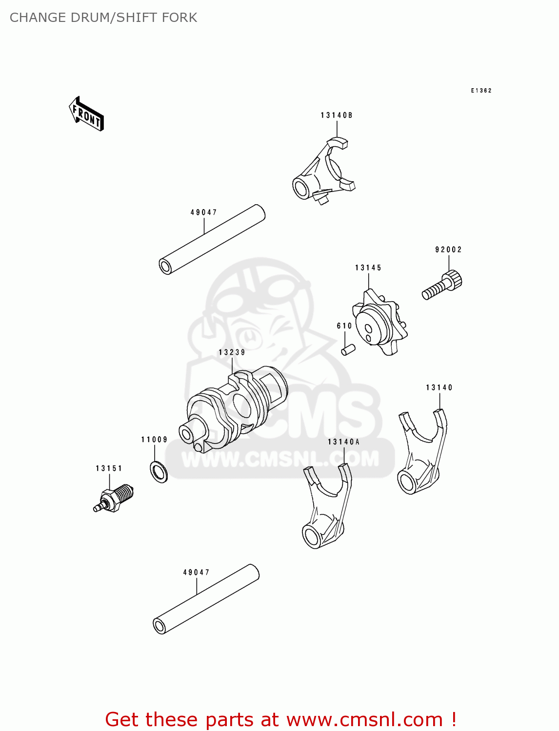 CHANGE DRUM/SHIFT FORK KL650B1 TENGAI 1989 EUROPE UK FR AR FG GR IT NR SD SP ST