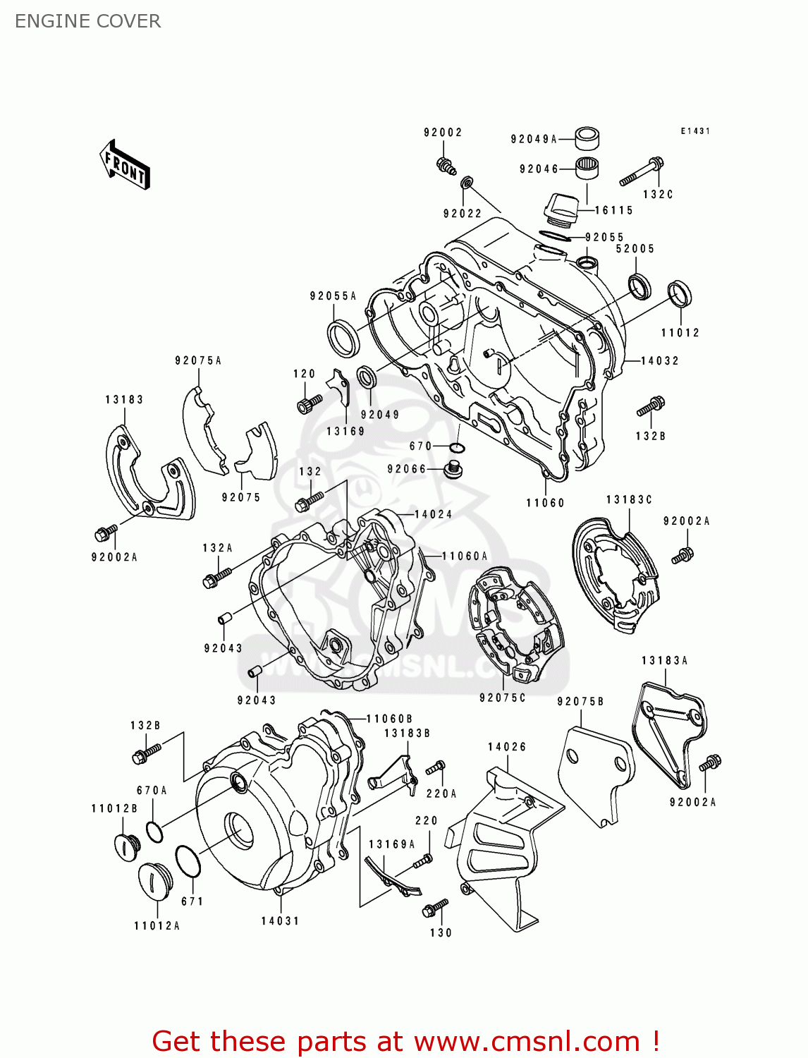 ENGINE COVER KL650B1 TENGAI 1989 EUROPE UK FR AR FG GR IT NR SD SP ST