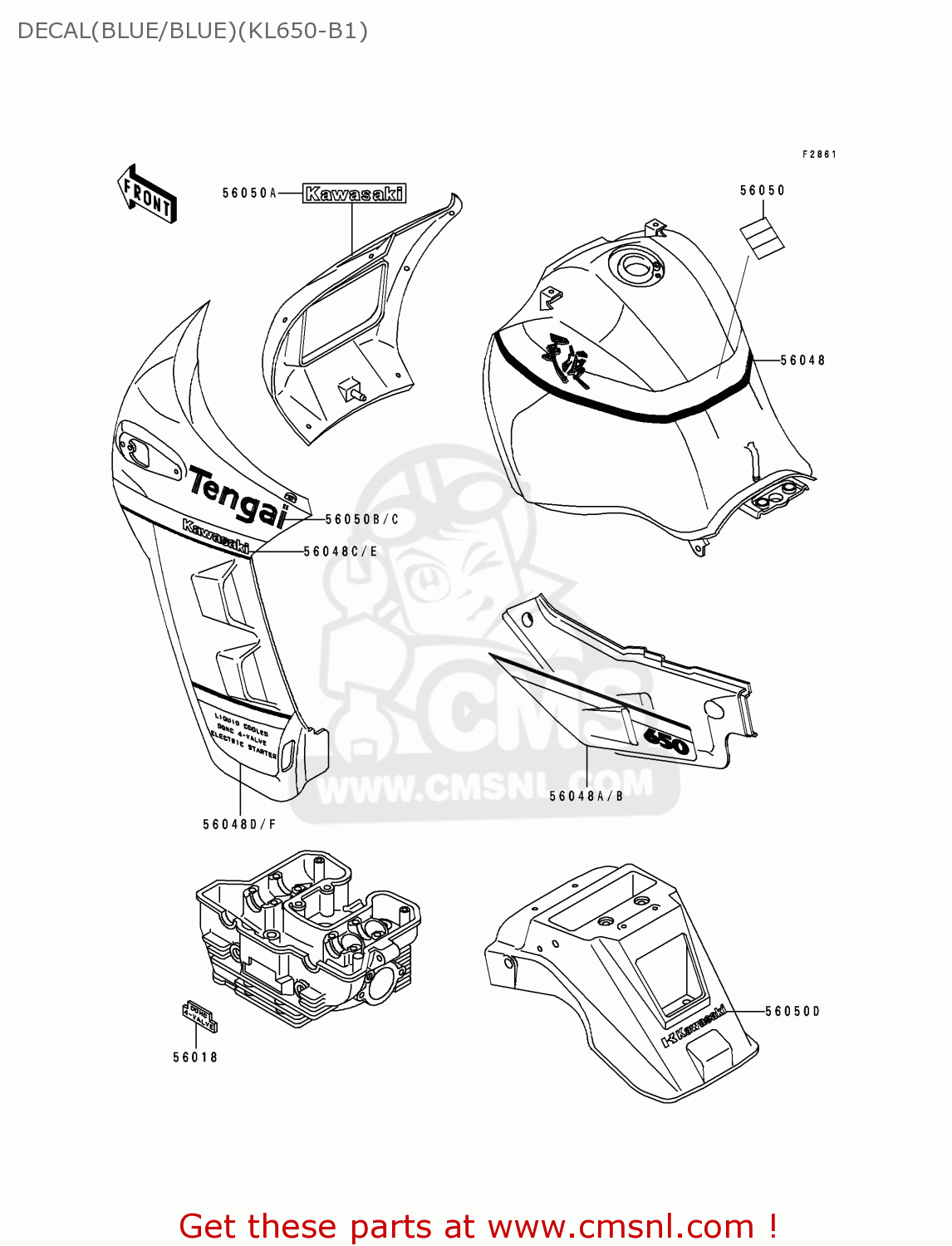 DECAL(BLUE/BLUE)(KL650-B1) KL650B1 TENGAI 1989 EUROPE UK FR AR FG GR IT NR SD SP ST
