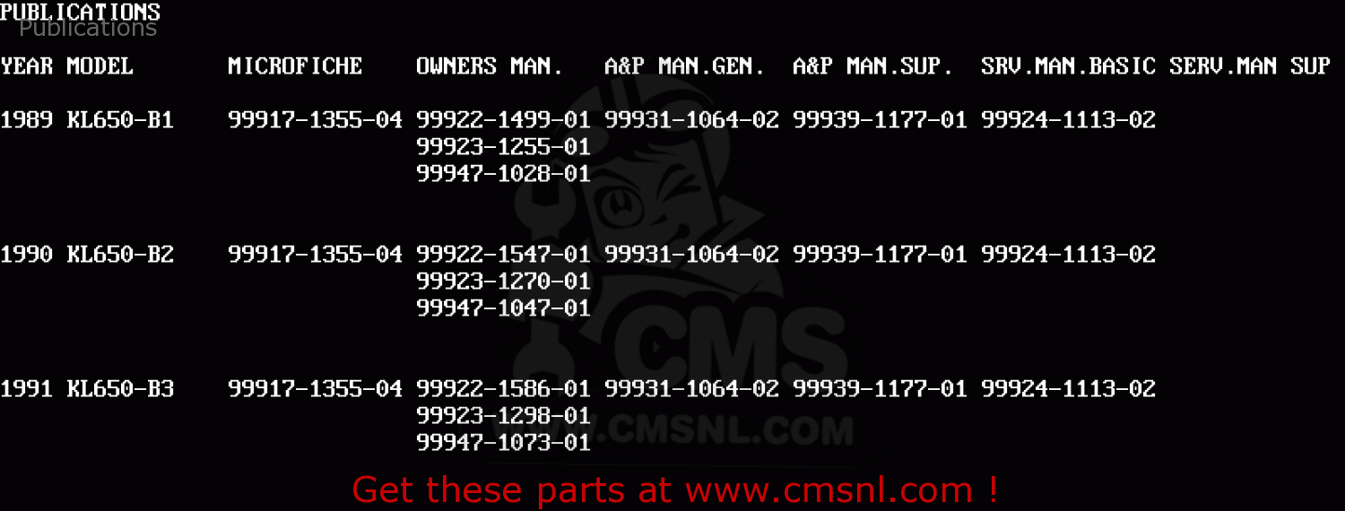 Publications KL650B1 TENGAI 1989 EUROPE UK FR AR FG GR IT NR SD SP ST