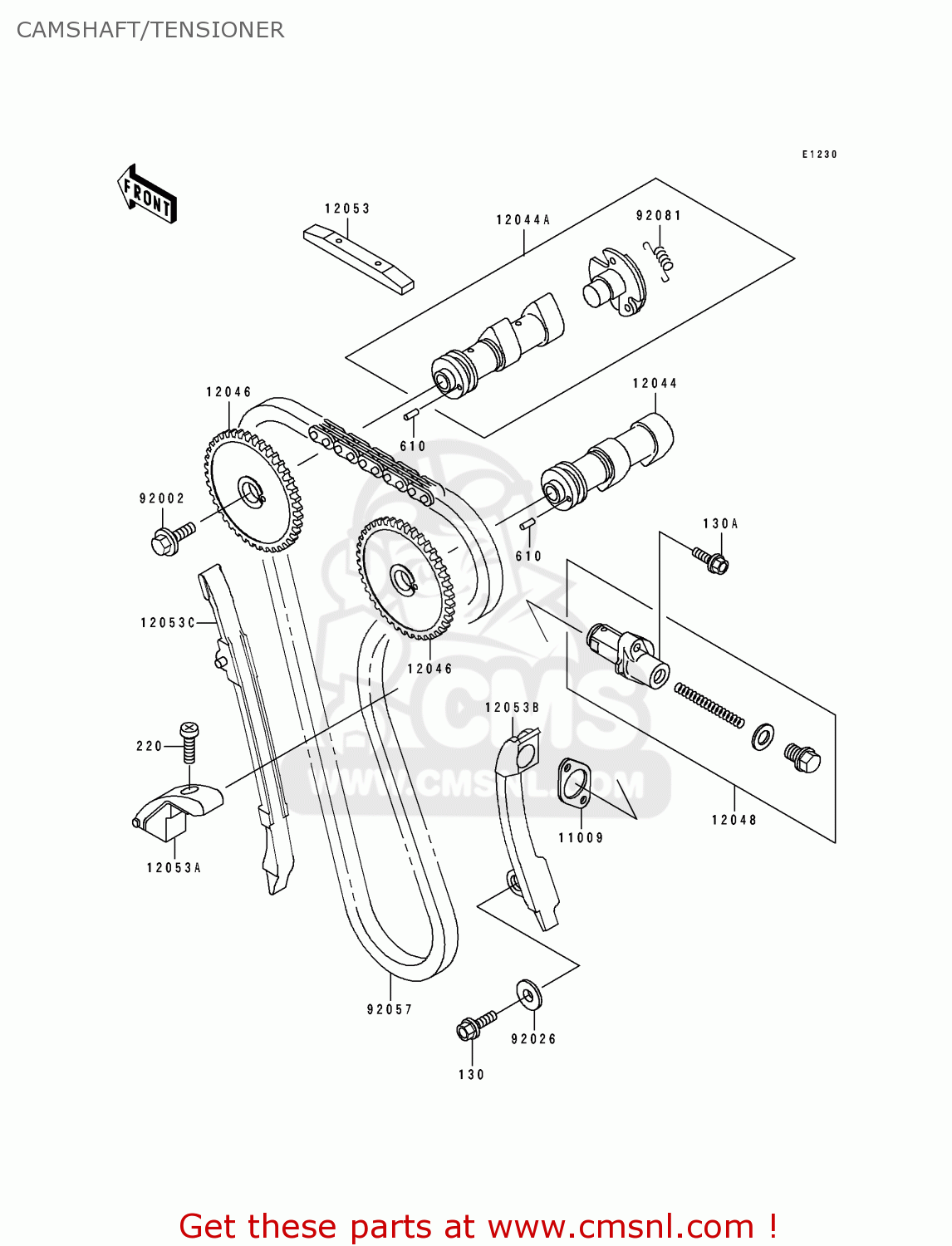 CAMSHAFT/TENSIONER KL650B2 TENGAI 1990 EUROPE UK FR AR FG GR IT NR SD SP ST