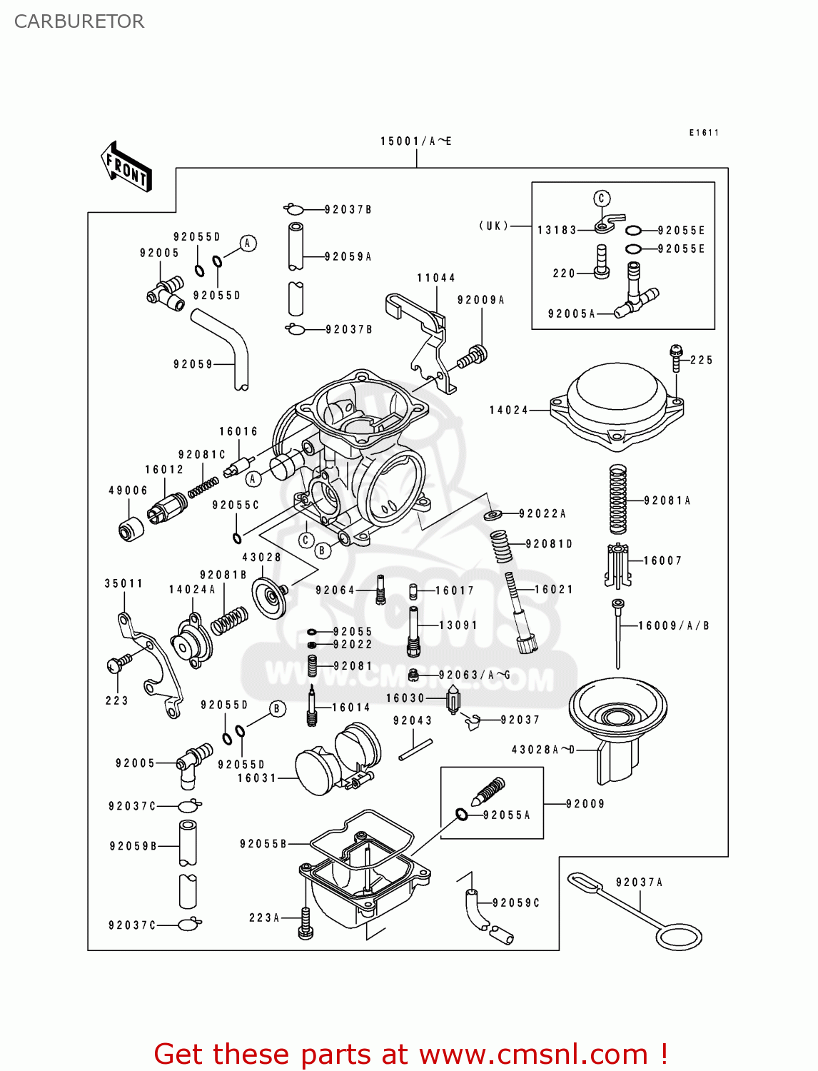 CARBURETOR KL650B2 TENGAI 1990 EUROPE UK FR AR FG GR IT NR SD SP ST