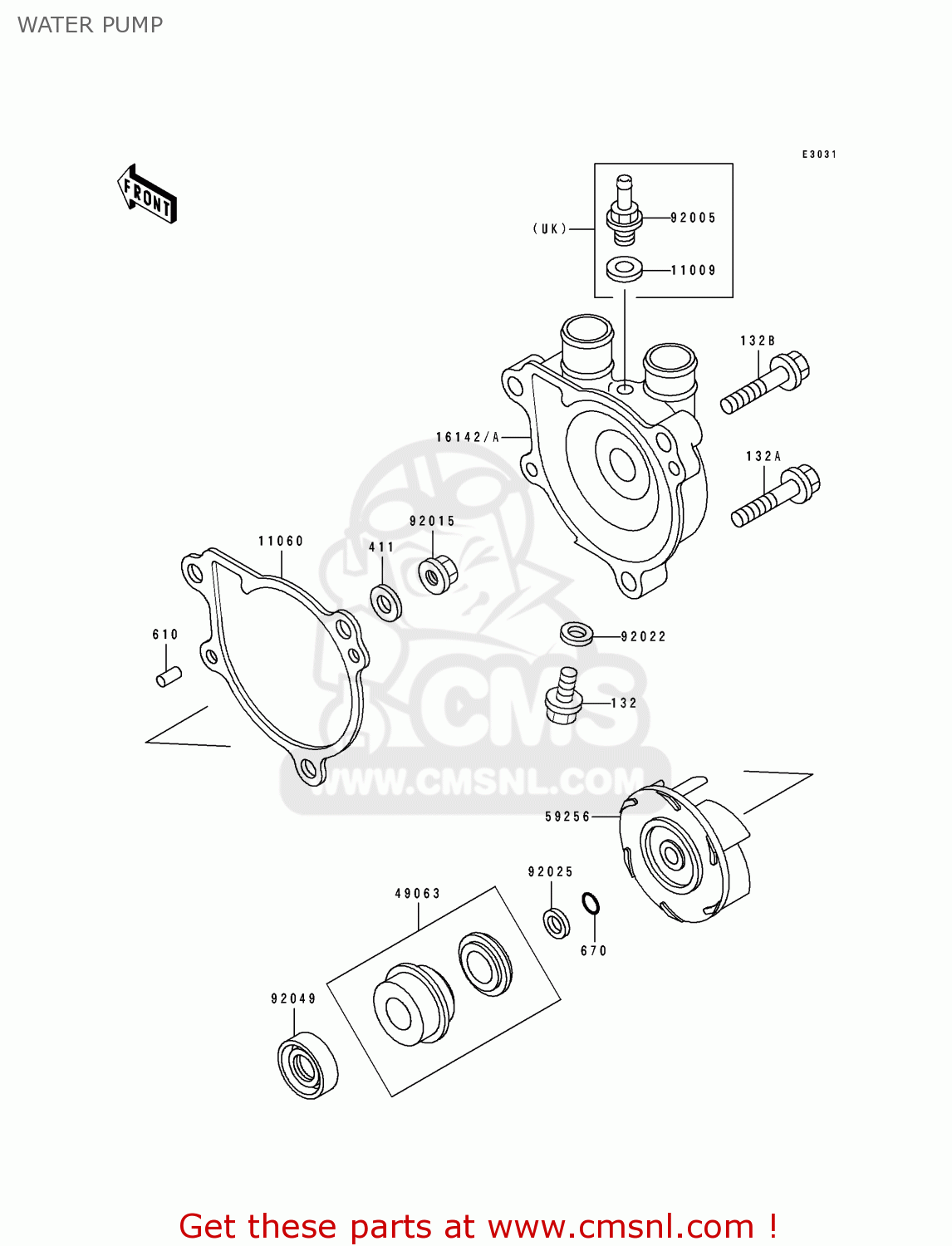 WATER PUMP KL650B2 TENGAI 1990 EUROPE UK FR AR FG GR IT NR SD SP ST