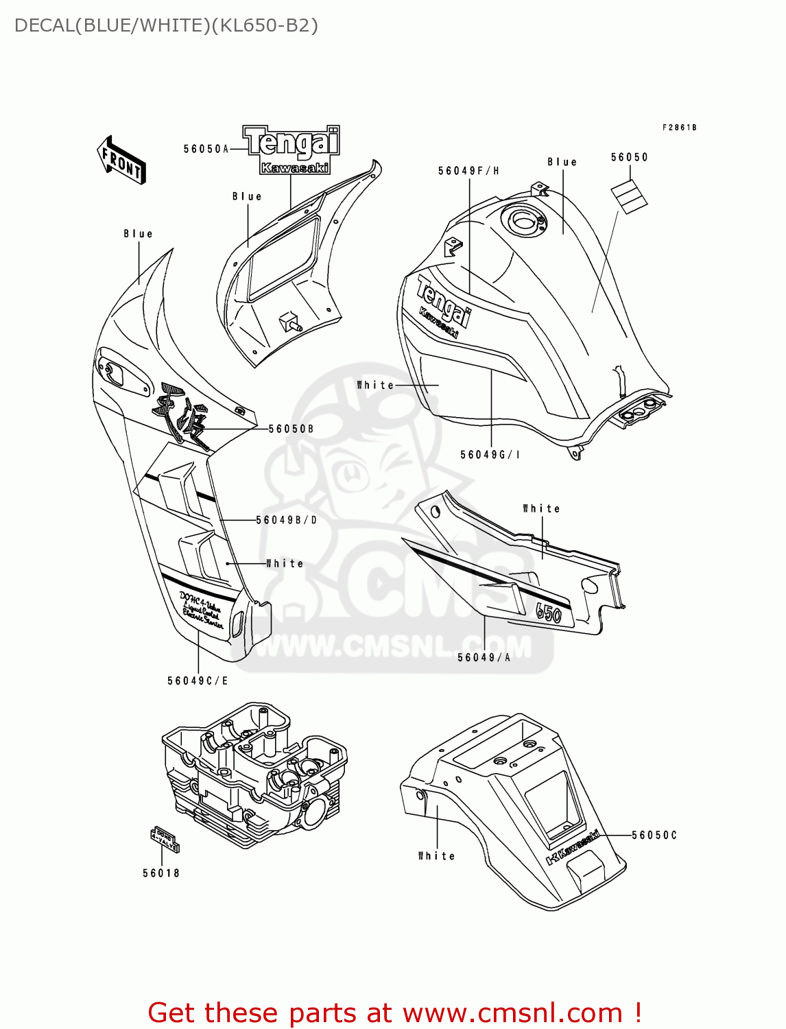 DECAL(BLUE/WHITE)(KL650-B2) KL650B2 TENGAI 1990 EUROPE UK FR AR FG GR IT NR SD SP ST