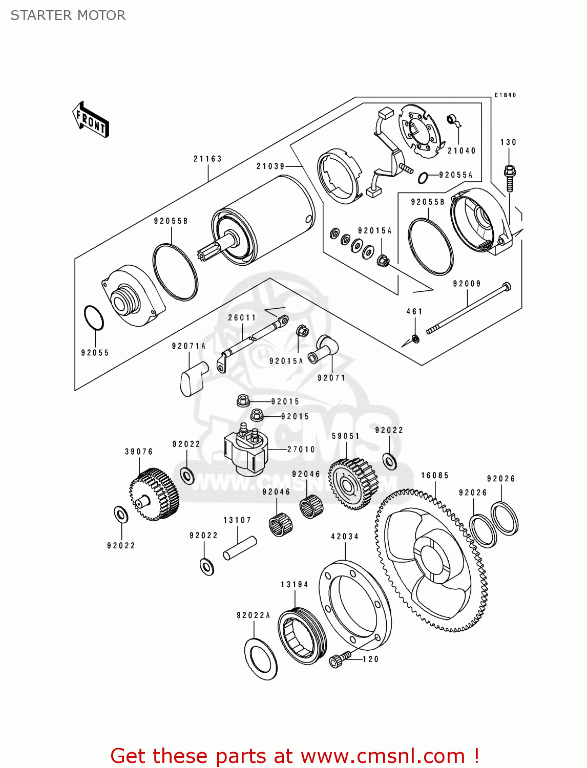 STARTER MOTOR KL650B2 TENGAI 1990 USA CALIFORNIA CANADA