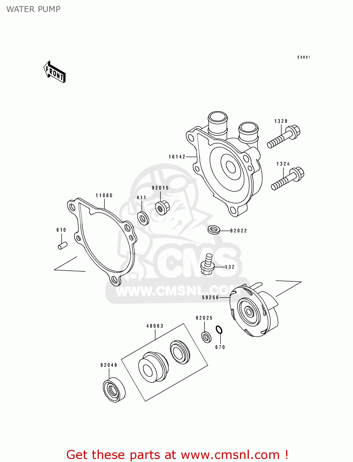 WATER PUMP KL650B2 TENGAI 1990 USA CALIFORNIA CANADA