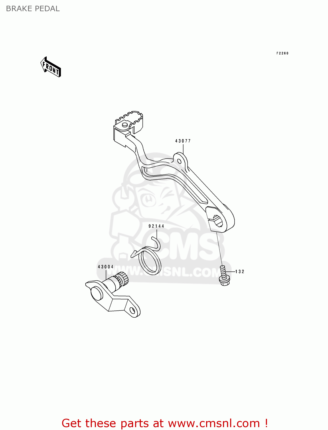 BRAKE PEDAL KL650B2 TENGAI 1990 USA CALIFORNIA CANADA