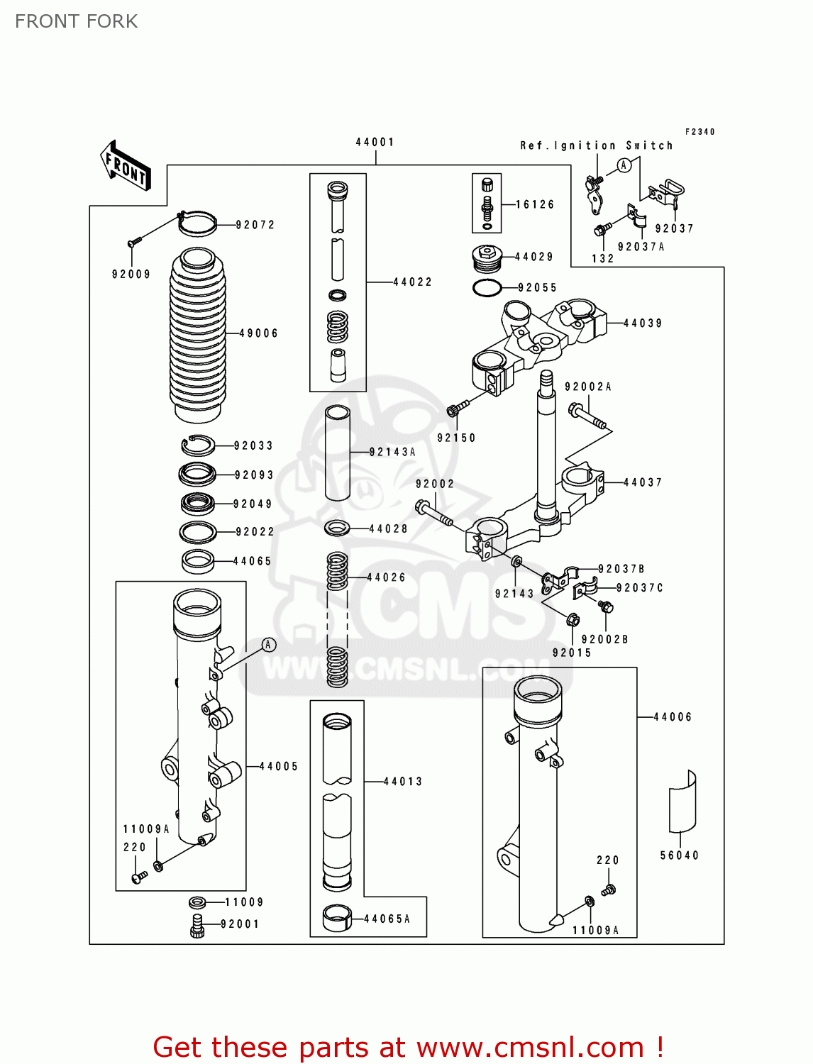 FRONT FORK KL650B2 TENGAI 1990 USA CALIFORNIA CANADA
