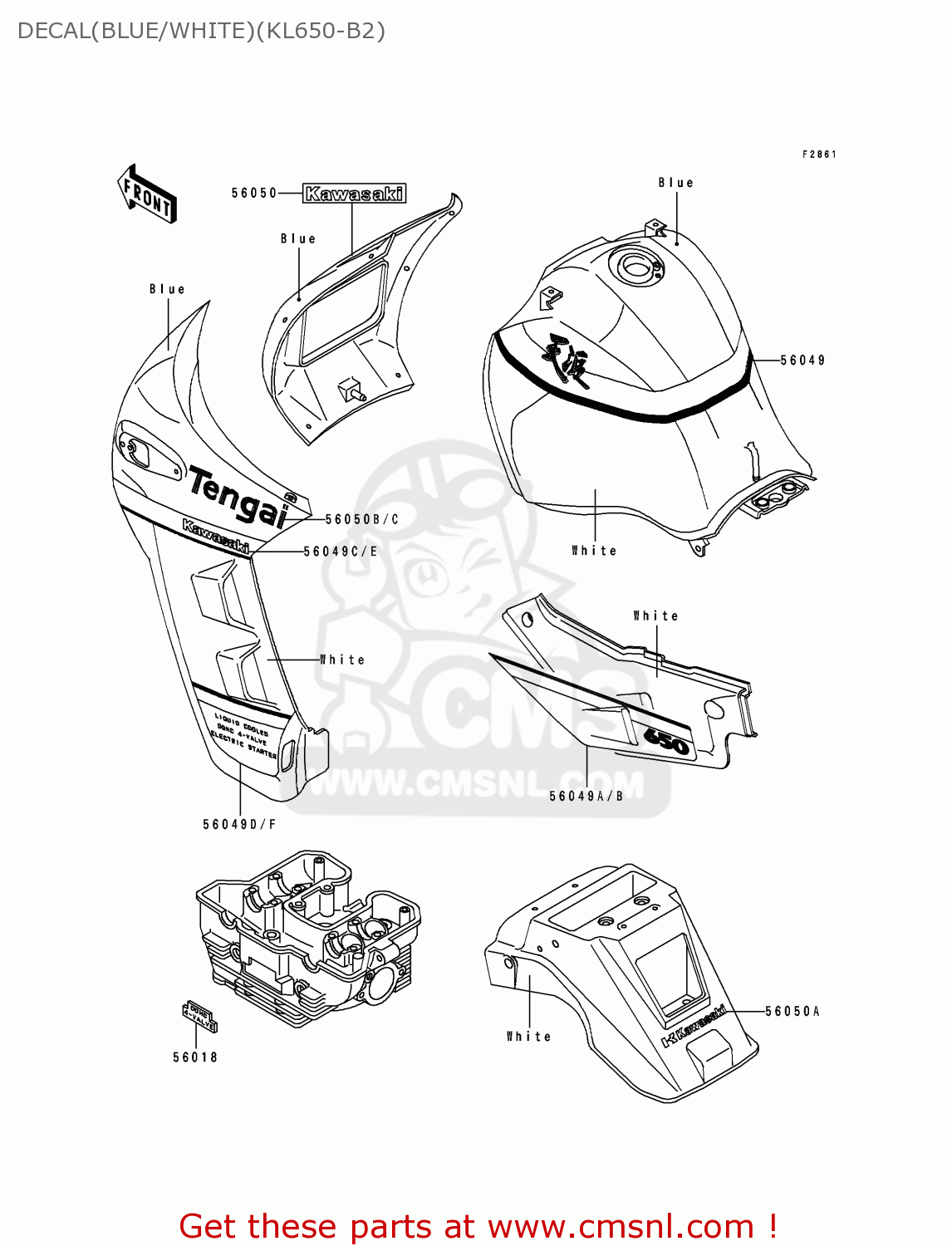 DECAL(BLUE/WHITE)(KL650-B2) KL650B2 TENGAI 1990 USA CALIFORNIA CANADA