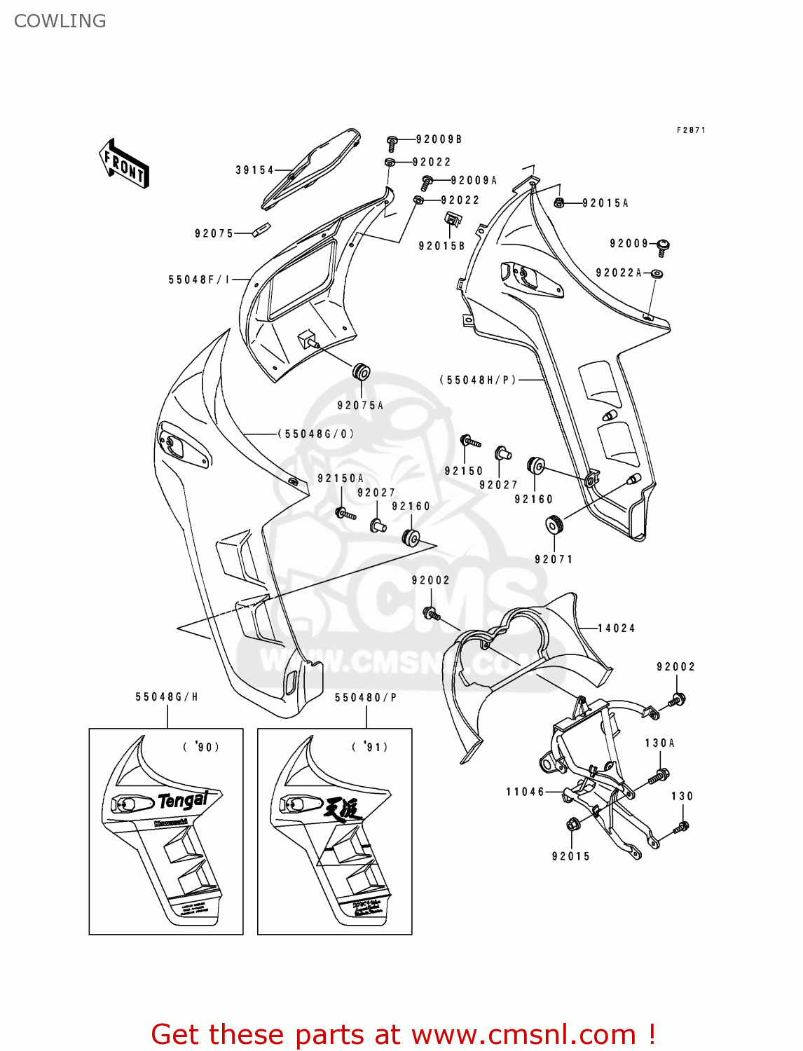 COWLING KL650B2 TENGAI 1990 USA CALIFORNIA CANADA