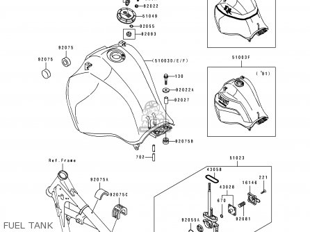 FUEL TANK - KL650B2 TENGAI 1990 USA CALIFORNIA CANADA