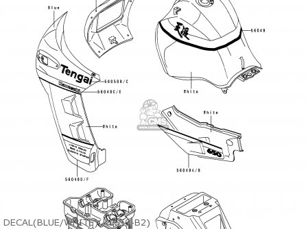 DECAL(BLUE/WHITE)(KL650-B2) - KL650B2 TENGAI 1990 USA CALIFORNIA CANADA