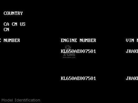 Model Identification - KL650B2 TENGAI 1990 USA CALIFORNIA CANADA