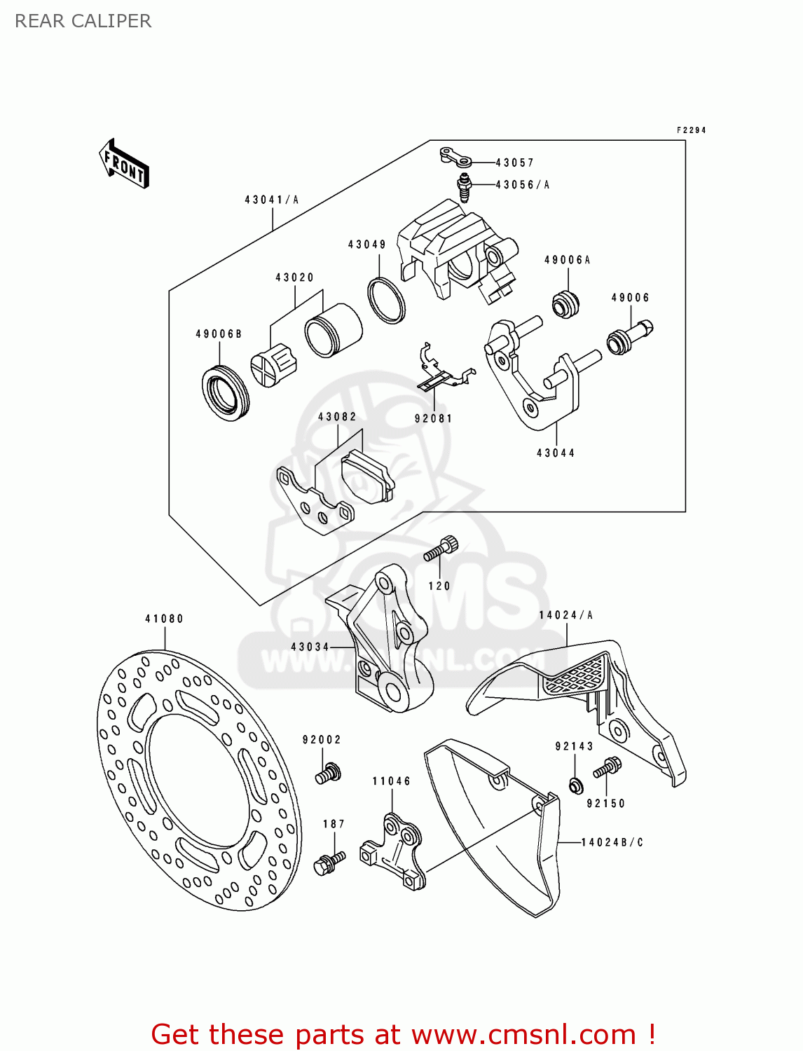 REAR CALIPER KL650B3 TENGAI 1991 CANADA