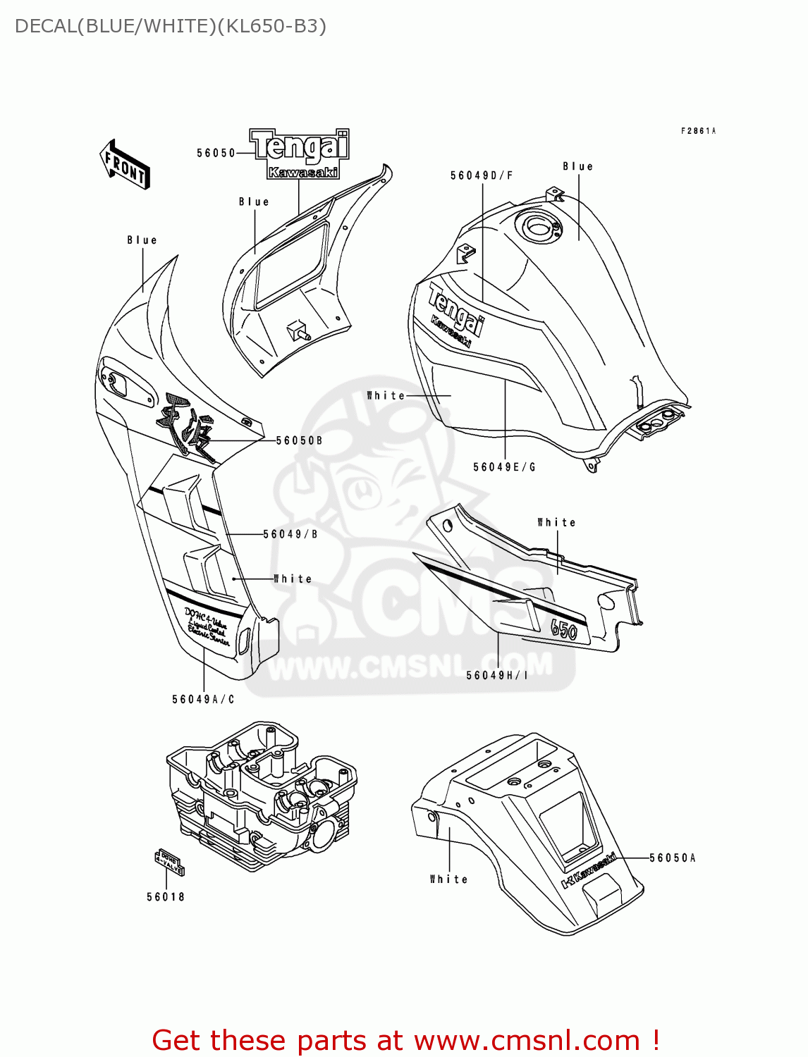 DECAL(BLUE/WHITE)(KL650-B3) KL650B3 TENGAI 1991 CANADA