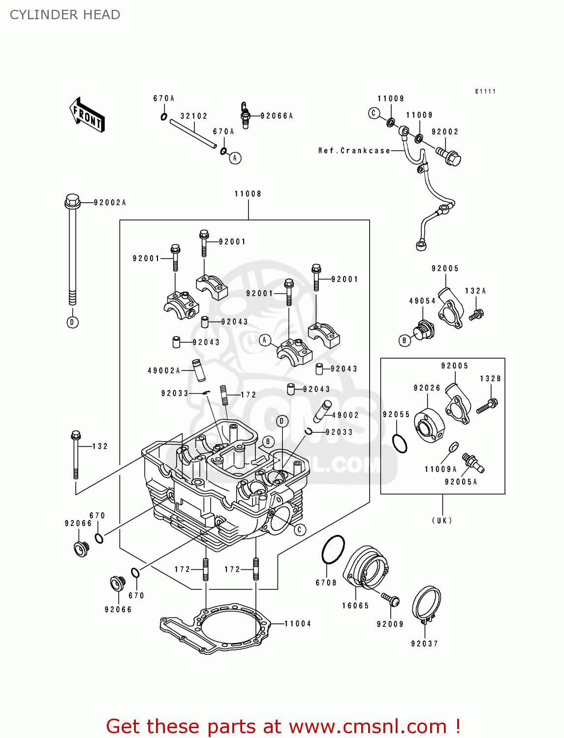 CYLINDER HEAD KL650B3 TENGAI 1991 EUROPE UK FR AR FG GR SD ST