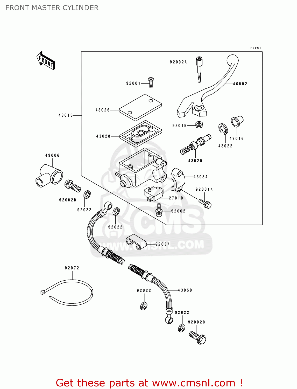 FRONT MASTER CYLINDER KL650B3 TENGAI 1991 EUROPE UK FR AR FG GR SD ST