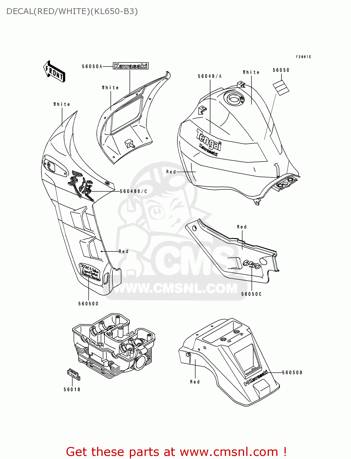 DECAL(RED/WHITE)(KL650-B3) KL650B3 TENGAI 1991 EUROPE UK FR AR FG GR SD ST