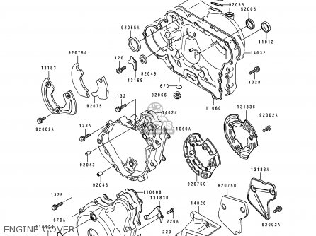 ENGINE COVER - KL650B3 TENGAI 1991 EUROPE UK FR AR FG GR SD ST