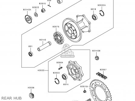 REAR HUB - KL650B3 TENGAI 1991 EUROPE UK FR AR FG GR SD ST