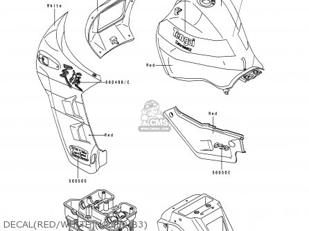 DECAL(RED/WHITE)(KL650-B3) - KL650B3 TENGAI 1991 EUROPE UK FR AR FG GR SD ST