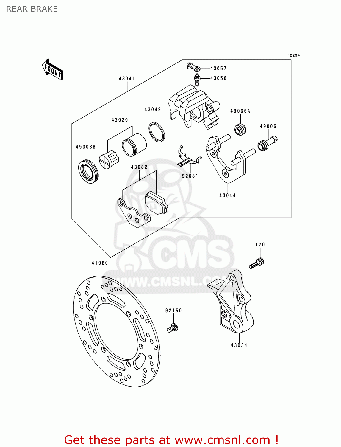 REAR BRAKE KL650C1 KLR650 1995 EUROPE UK FR NL AR FG GR IT NR SD SP ST