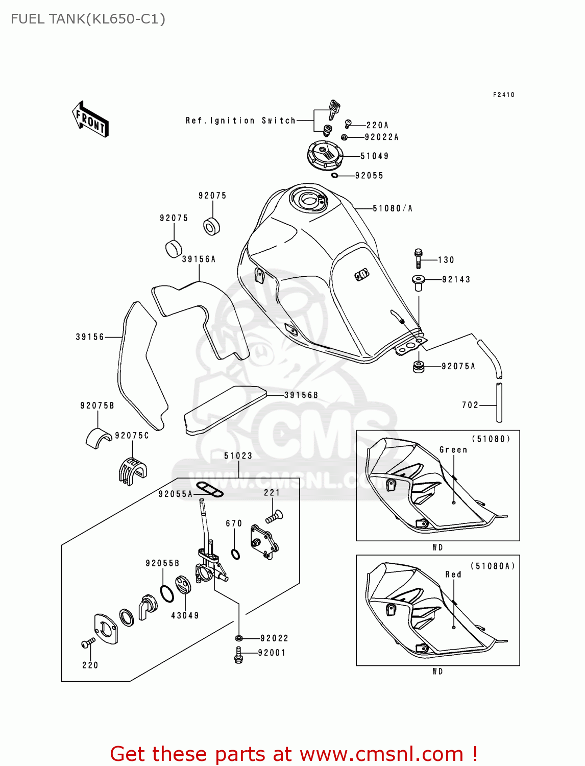 FUEL TANK(KL650-C1) KL650C1 KLR650 1995 EUROPE UK FR NL AR FG GR IT NR SD SP ST
