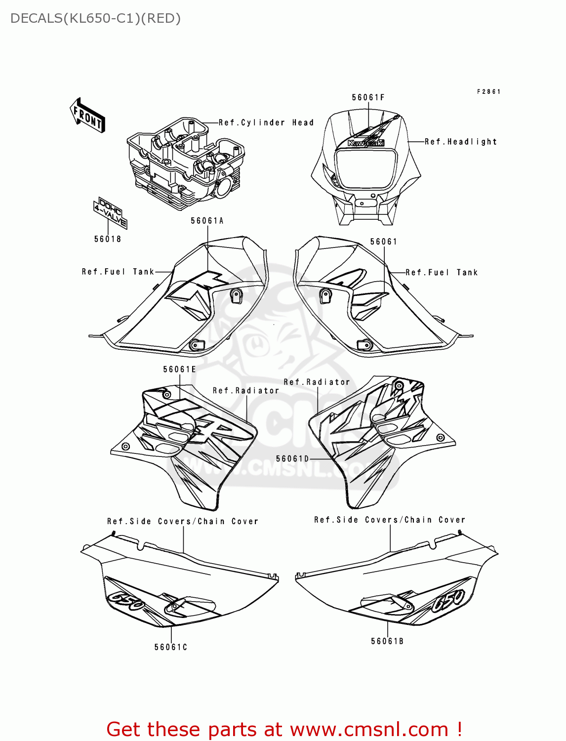 DECALS(KL650-C1)(RED) KL650C1 KLR650 1995 EUROPE UK FR NL AR FG GR IT NR SD SP ST