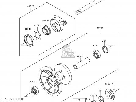 FRONT HUB - KL650C1 KLR650 1995 EUROPE UK FR NL AR FG GR IT NR SD SP ST