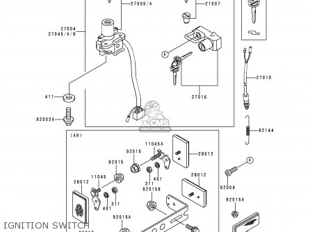 IGNITION SWITCH - KL650C1 KLR650 1995 EUROPE UK FR NL AR FG GR IT NR SD SP ST