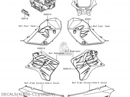 DECALS(KL650-C1)(GREEN) - KL650C1 KLR650 1995 EUROPE UK FR NL AR FG GR IT NR SD SP ST