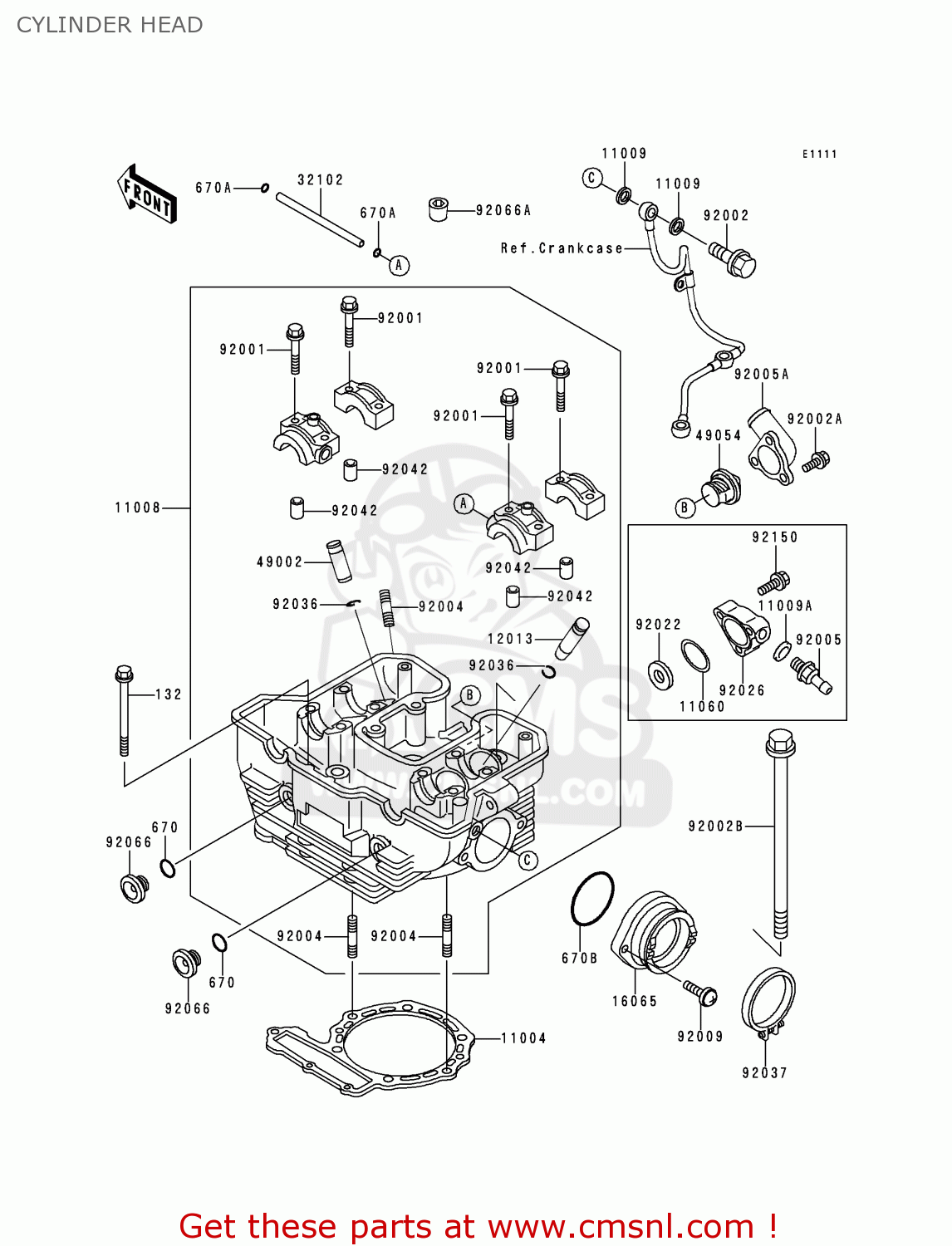 CYLINDER HEAD KL650C2 KLR650 1996 EUROPE UK FR NL AR FG GR IT NR SD SP ST