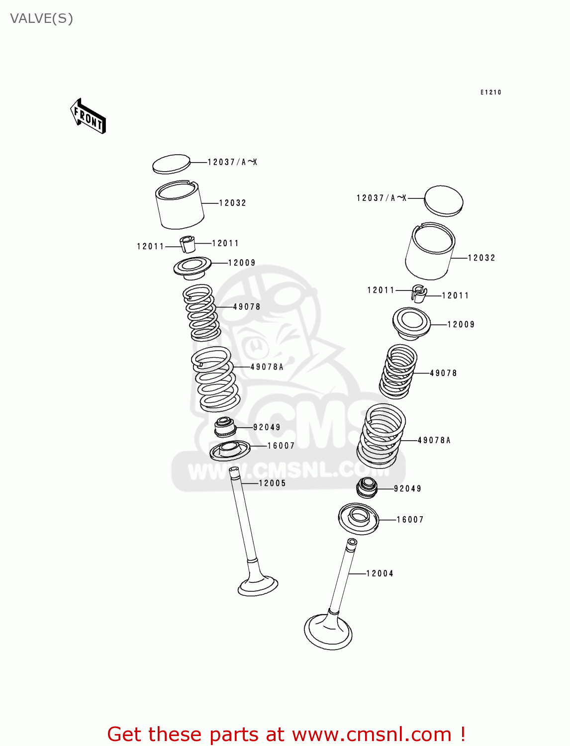 VALVE(S) KL650C2 KLR650 1996 EUROPE UK FR NL AR FG GR IT NR SD SP ST