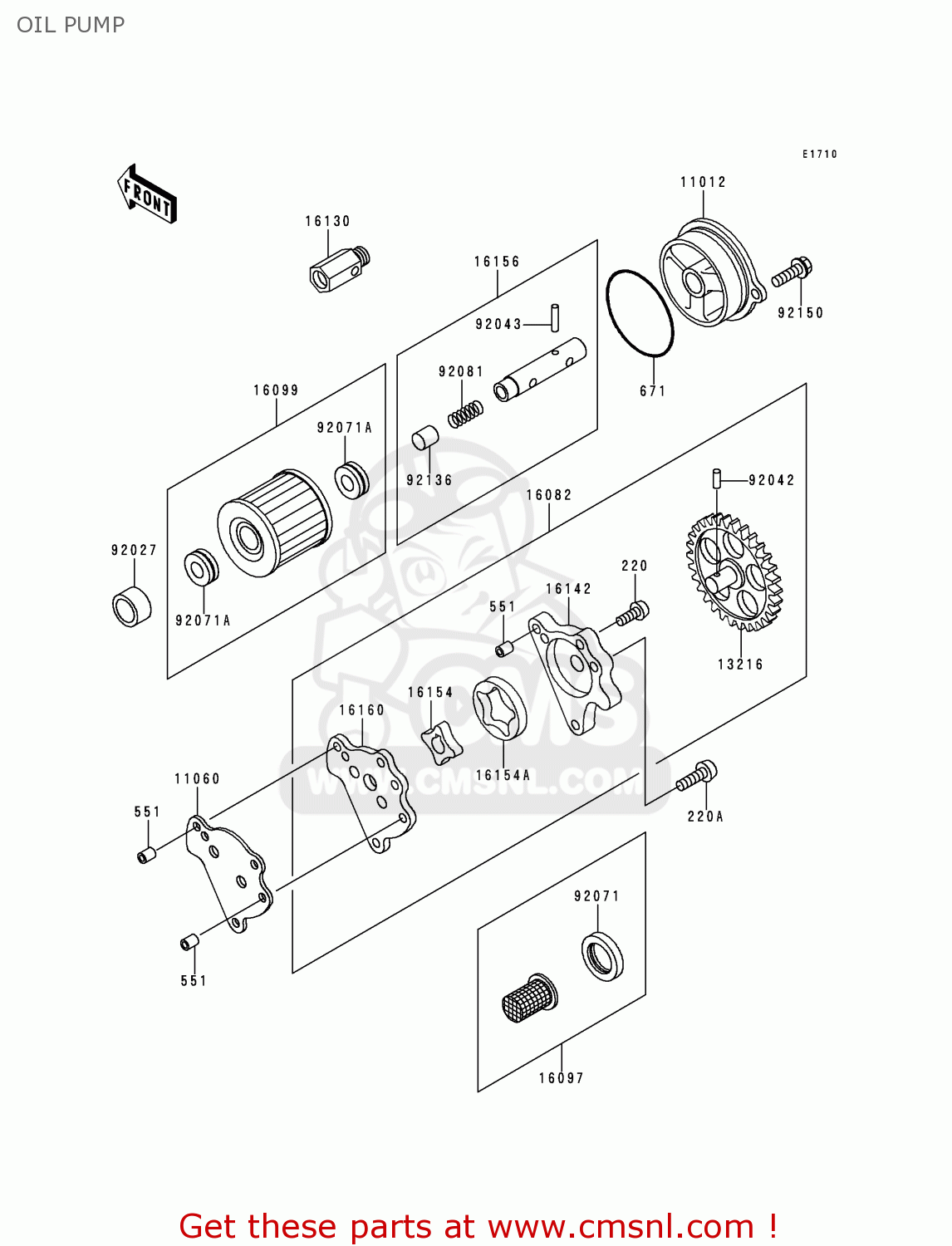 OIL PUMP KL650C2 KLR650 1996 EUROPE UK FR NL AR FG GR IT NR SD SP ST