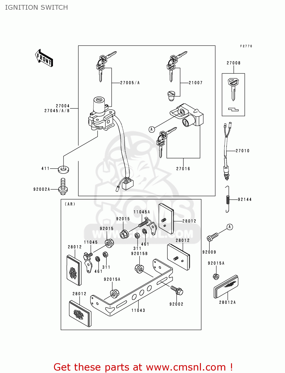 IGNITION SWITCH KL650C2 KLR650 1996 EUROPE UK FR NL AR FG GR IT NR SD SP ST