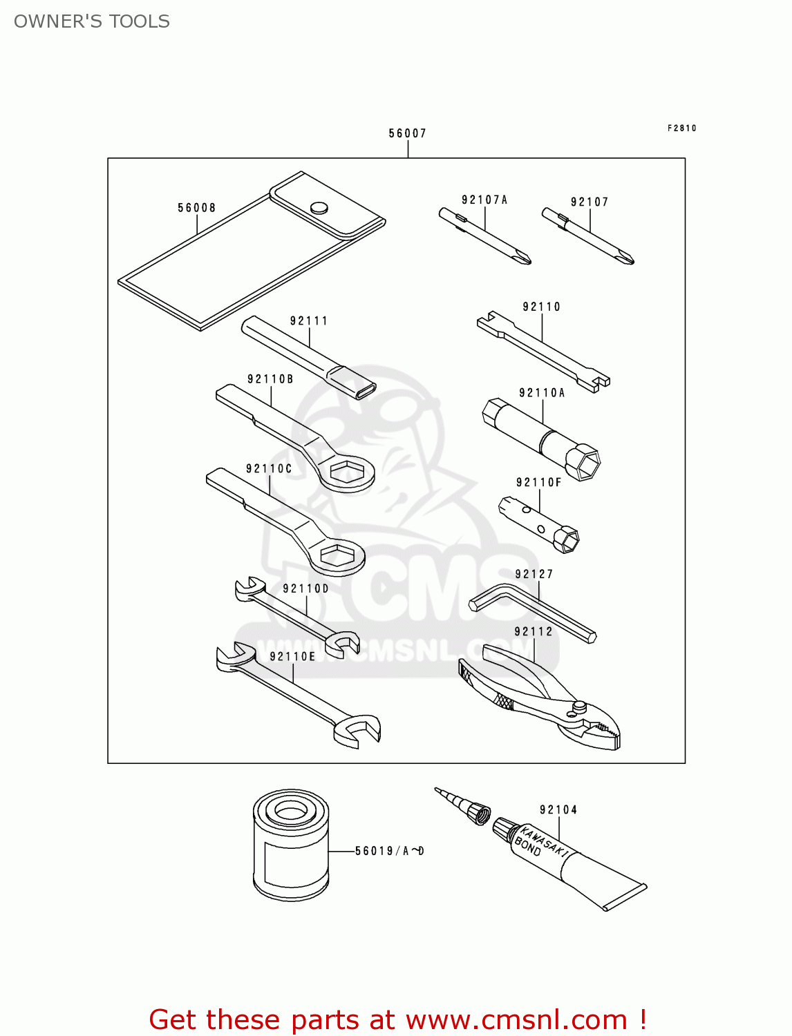 OWNER'S TOOLS KL650C2 KLR650 1996 EUROPE UK FR NL AR FG GR IT NR SD SP ST