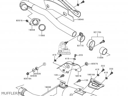 MUFFLER(S) - KL650C2 KLR650 1996 EUROPE UK FR NL AR FG GR IT NR SD SP ST