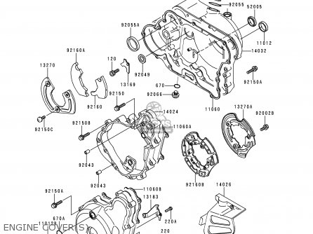 ENGINE COVER(S) - KL650C2 KLR650 1996 EUROPE UK FR NL AR FG GR IT NR SD SP ST